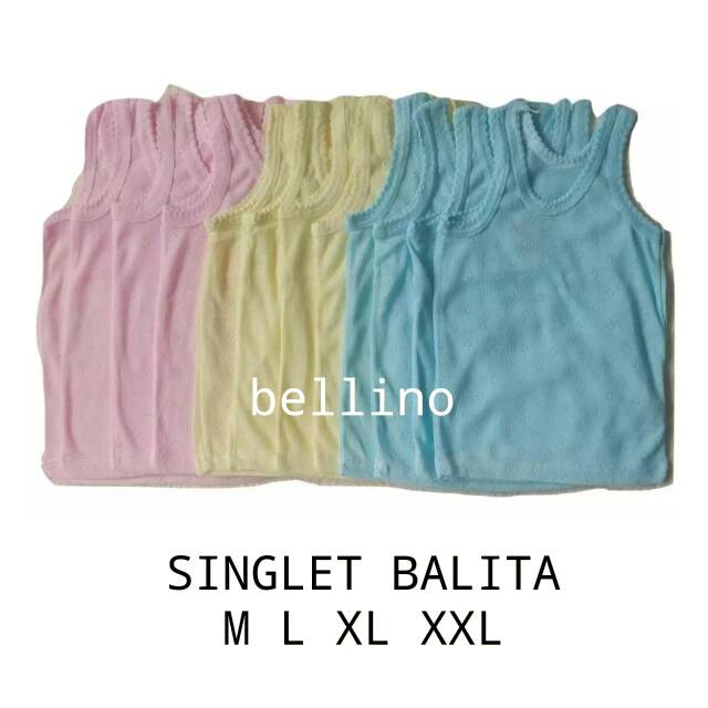 Singlet Balita Polos Size S M L XL XXL  / Singlet Anak Unisex / Kaos Dalam Anak / Singlet Bayi