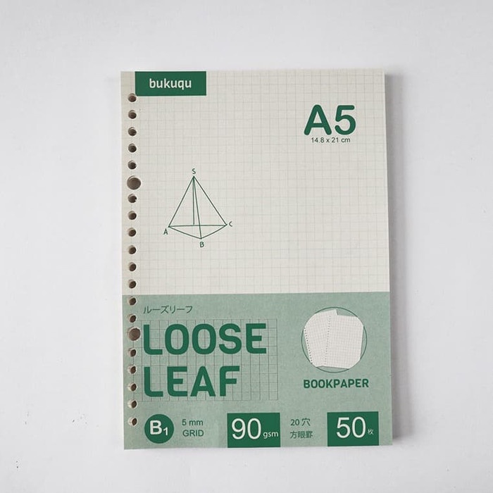 

kertas- bookpaper loose leaf (grid) kertas binder/ isi notes - (a5) 50 lbr -kertas.