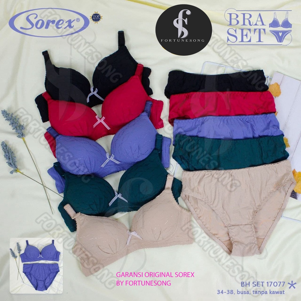 SOREX Original- Bra Set tanpa Kawat Kait 3 Setara Cup B + CD Freesize Bahan Microfiber / Bra dan CD 