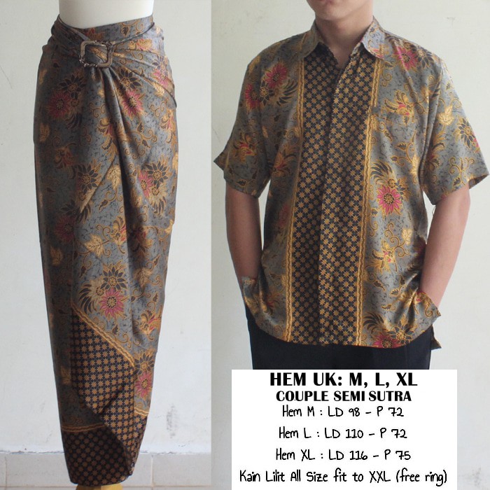 Setelan Rok Kemeja Batik Grey.