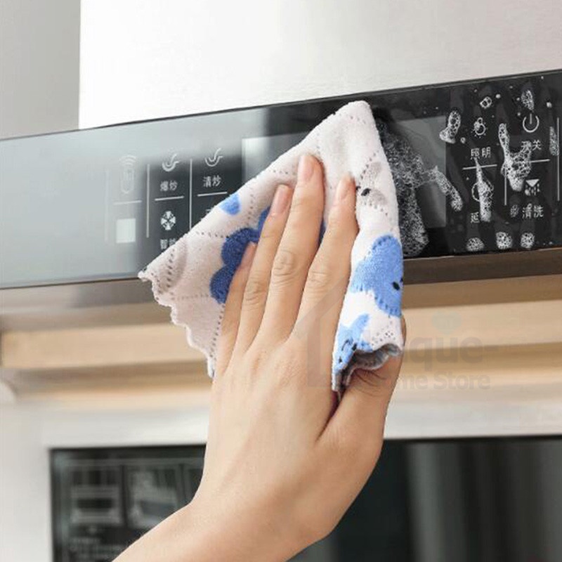 Kain Lap Cuci Piring Anti Minyak Dapur Ajaib Handuk Kecil Hand Towel Serbaguna 1029 Motif 25x25 Cm Dish Towel Coral Fleece
