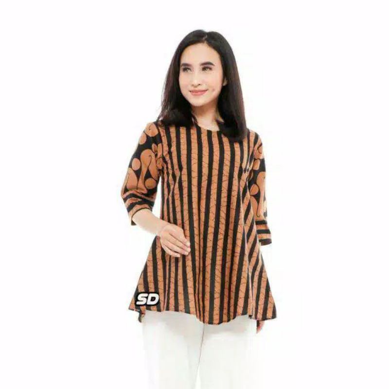 tey-17 Batik wanita ASJ SA HRB026 Kenongo Kemeja Tosca Pendek-Blouse 4
