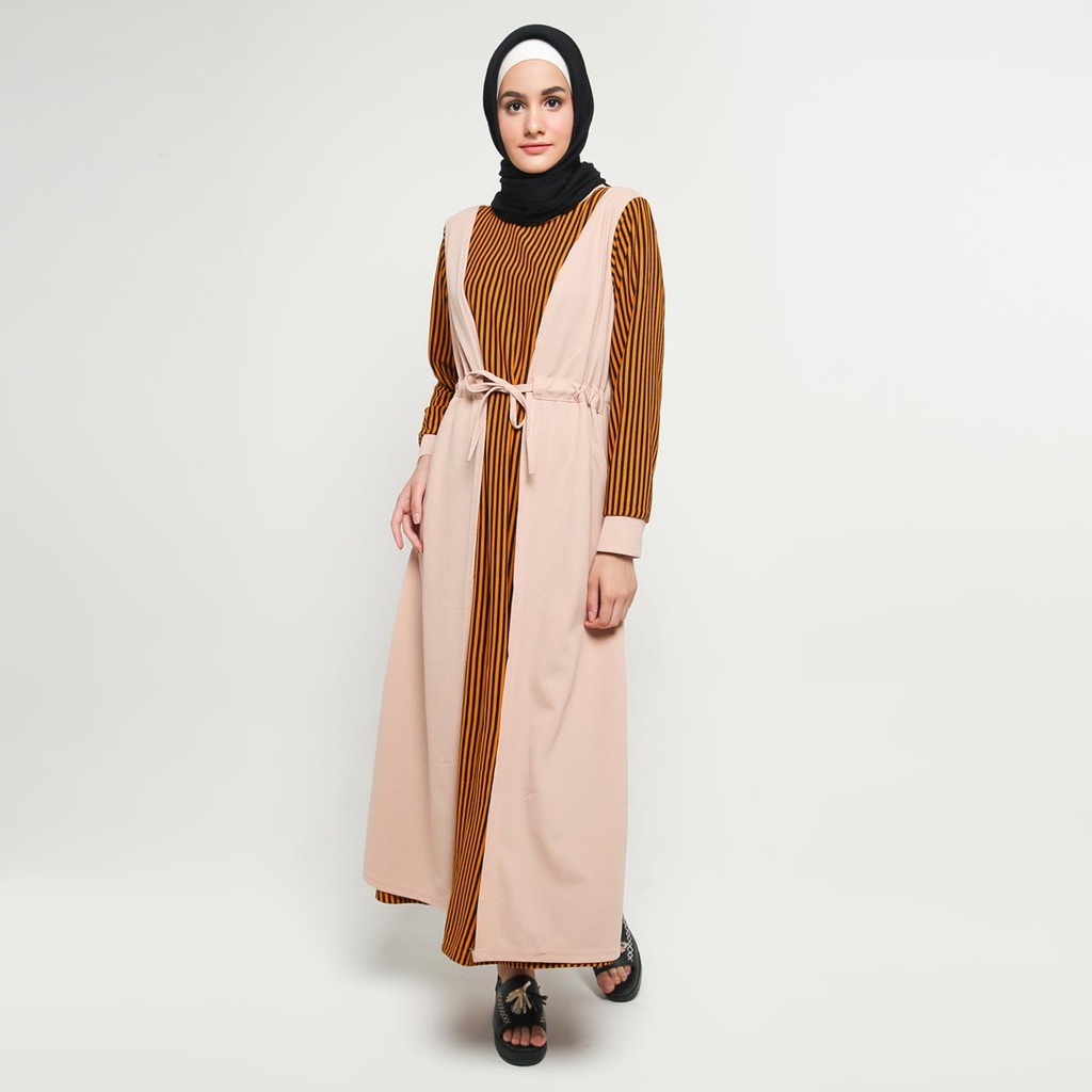 Long Dress Gamis maxi Wanita Muslim kombinasi warna - XSHOP Chessy