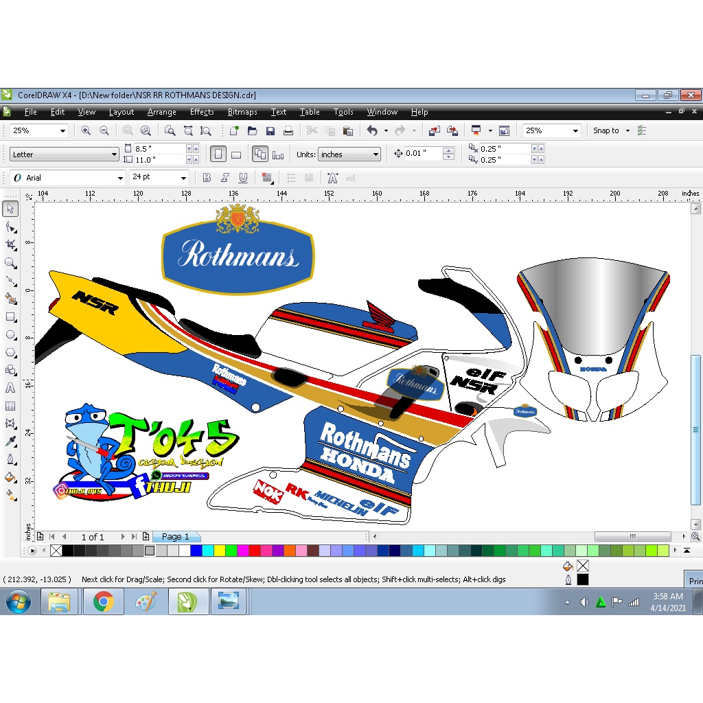 Sticker striping NSR motif Rothmans Racing