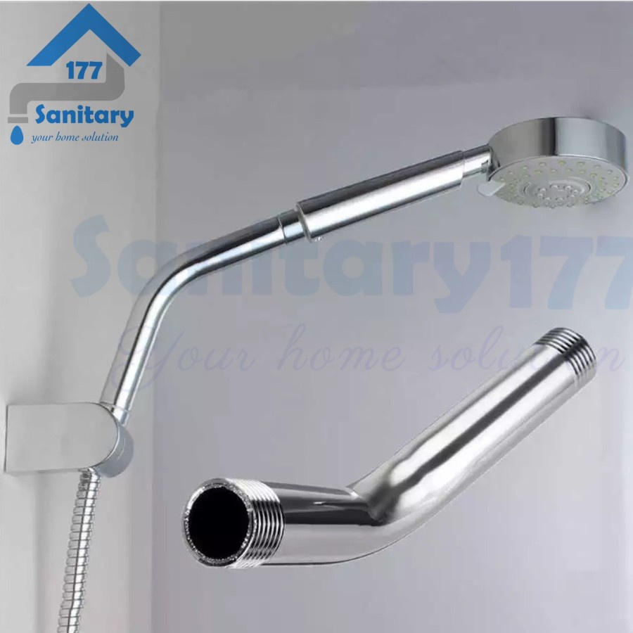 Tiang Wall Shower Stainless 15cm - Arm Shower Pipa Tangkai Sambungan Shower Mandi Stenlis 1/2 inch