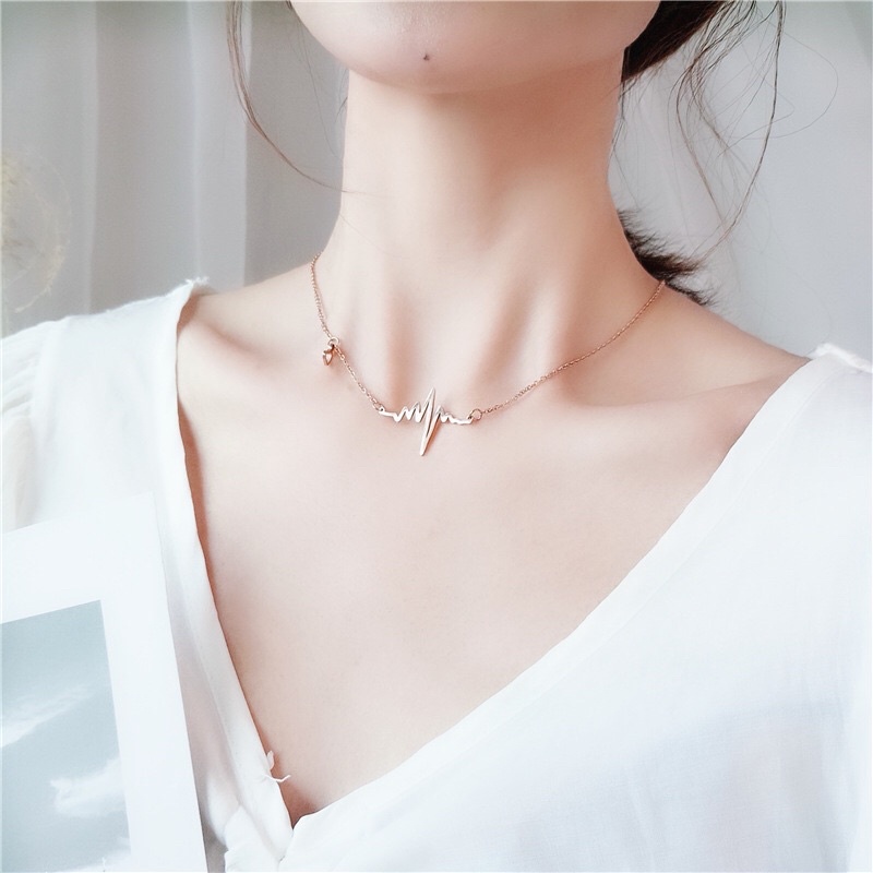 Kalung Titanium Detak Jantung Love Korea Formal Fashion Style