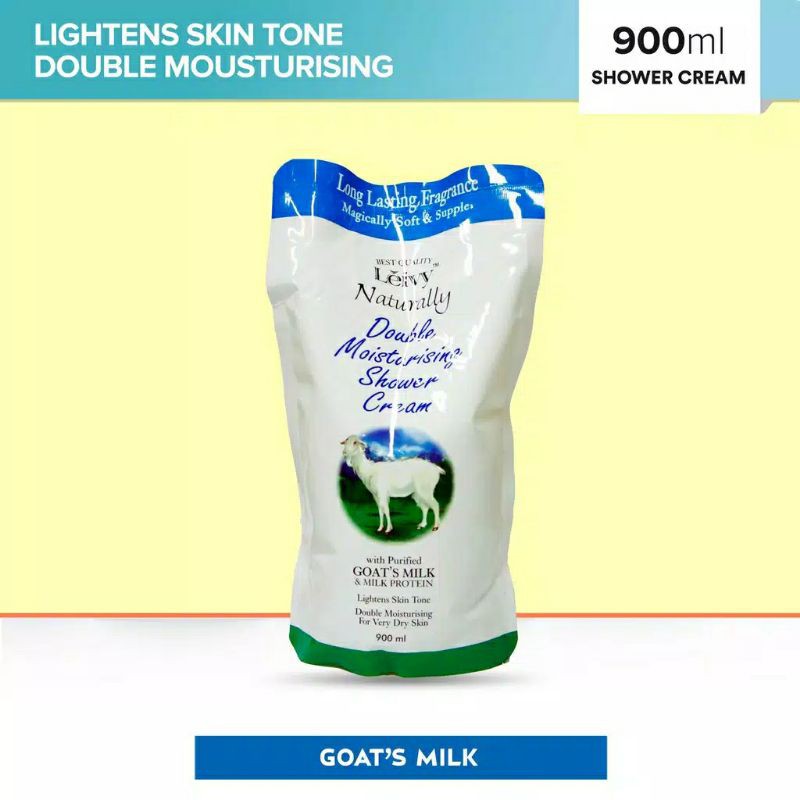 LEIVY Shower Cream 900ML Refill Goat's Milk / Sabun Mandi