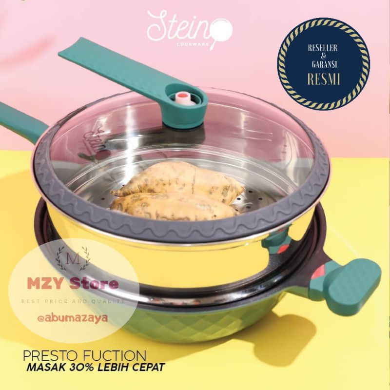 Stein Wok Platinum Presto Steincookware (Free Spatula Steincookware) Wok Pressure Cooker Stein Platinum Pressure Wok Stein Panci Presto Semi Kukusan Anti Baret Preassure Wok Steincookware ORIGINAL