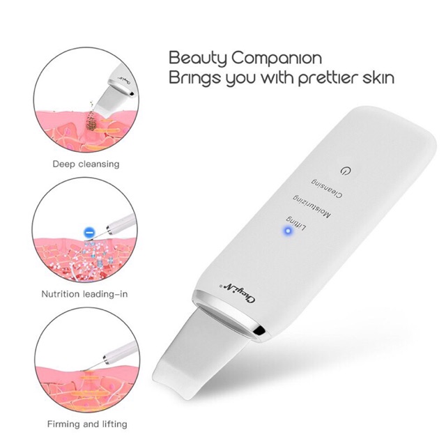 ORIGINAL Ultrasonic Peeling SHOVEL Blackhead Removal Pore Cleaner Face Skin Scrubber Facial Cleaner include box