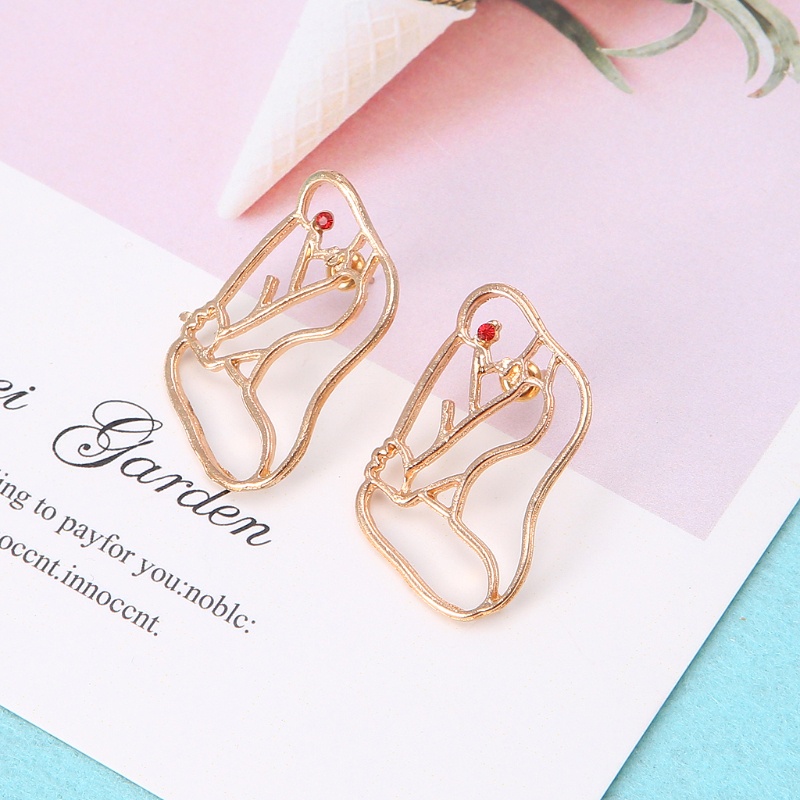 SIY  1 Pair Golden Geometric Moon Face Shape Statement Dangle Earrings For Women