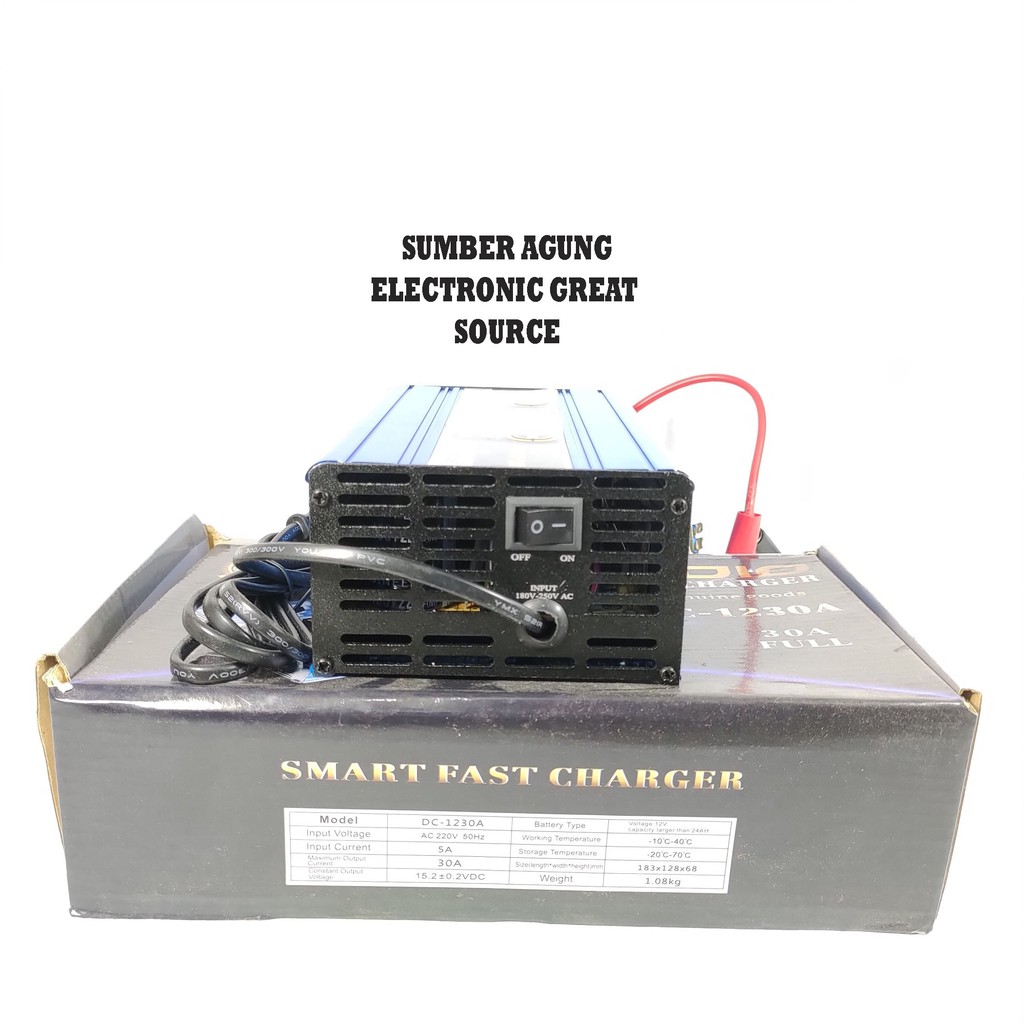 Spardio Cas Aki 30A 12V Smart Fast Charger DC1230A Display Digital