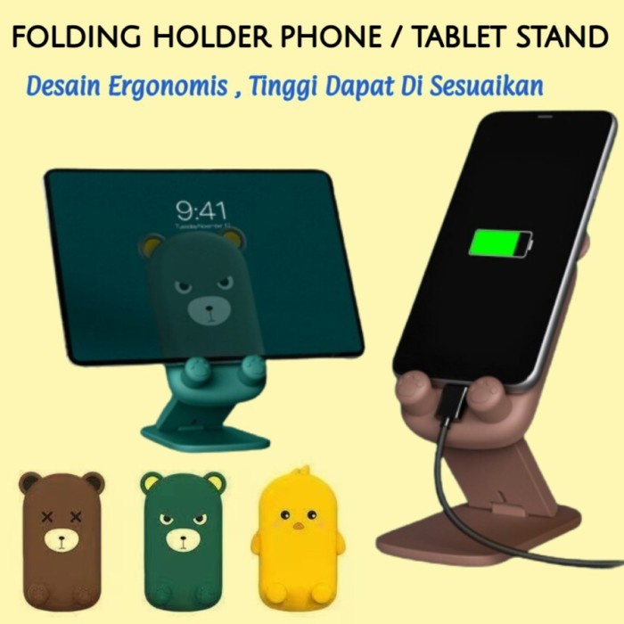 Holder Tab/ Hp/ Ipad Kartun Lucu/Holder kartun Lipat HD-40 / Dudukan HP IPAD / Universal Phone Holder - SC