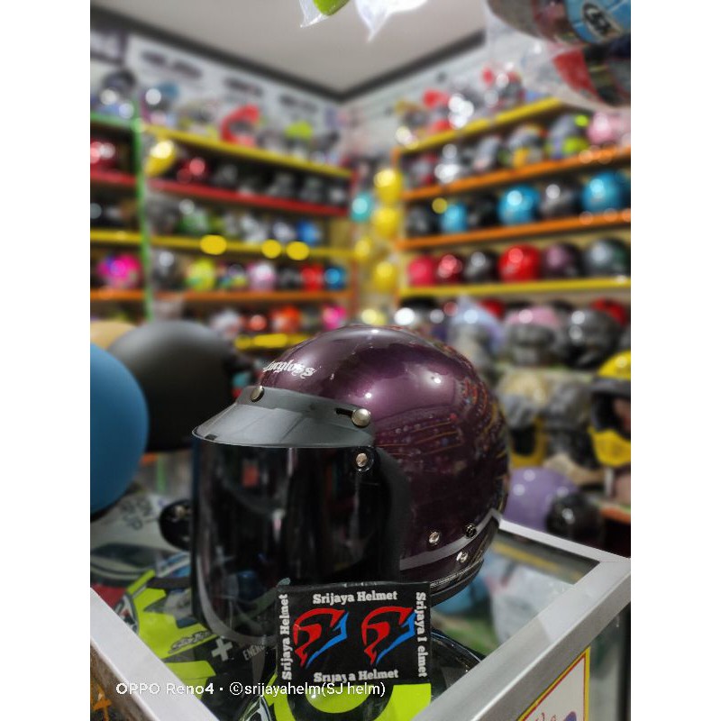 HELM CARGLOSS UNGU TERONG SET KACA RANDOM _BISA COD