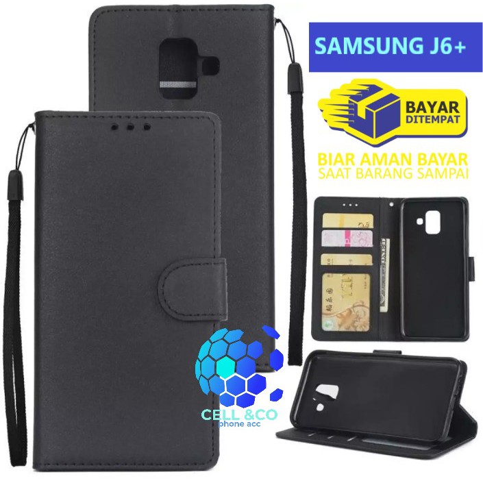 Flip cover SAMSUNG J6+ Flip case buka tutup kesing hp casing flip case leather wallet