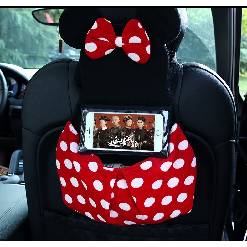 Tas Penyimpan Belakang Jok MICKEY MINNIE MOUSE with Phone Display Pouch