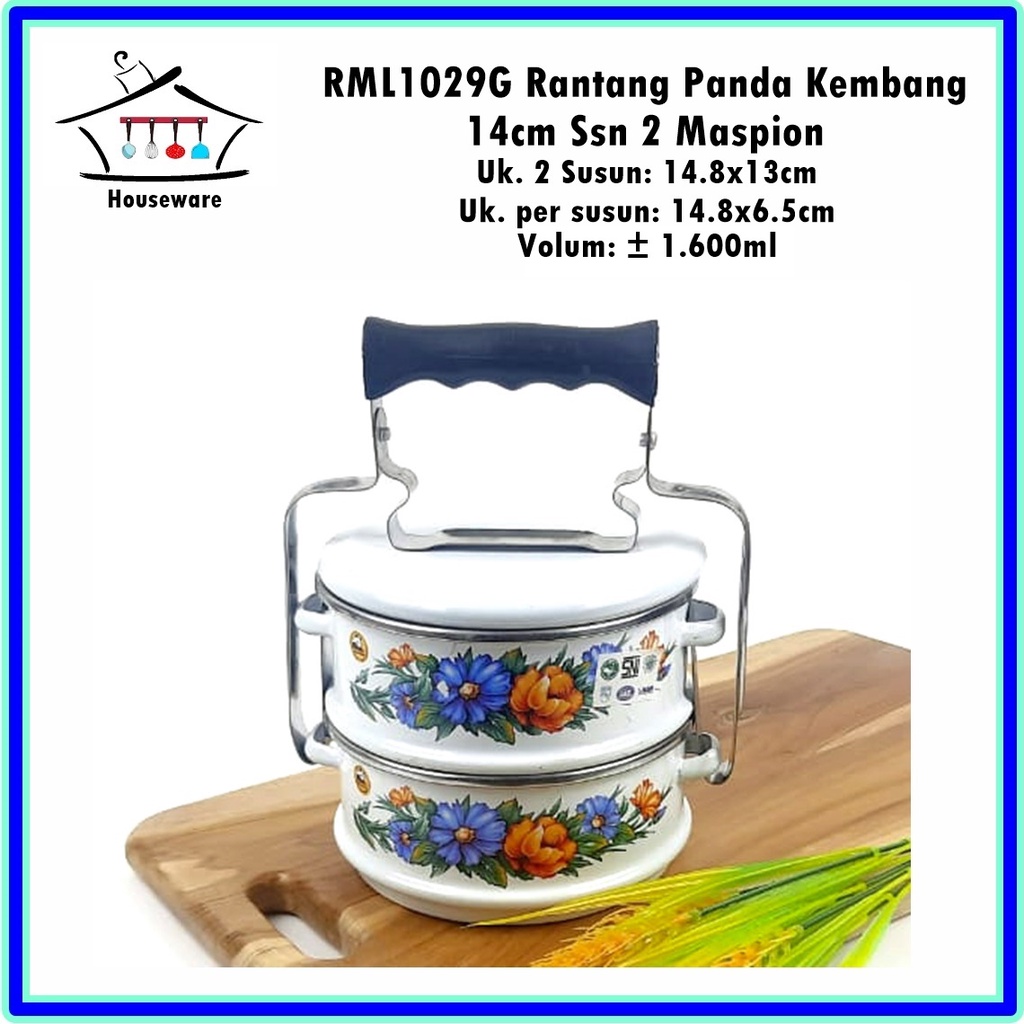 RML1029G Rantang Panda Kembang 14cm/2 Susun 2 Maspion