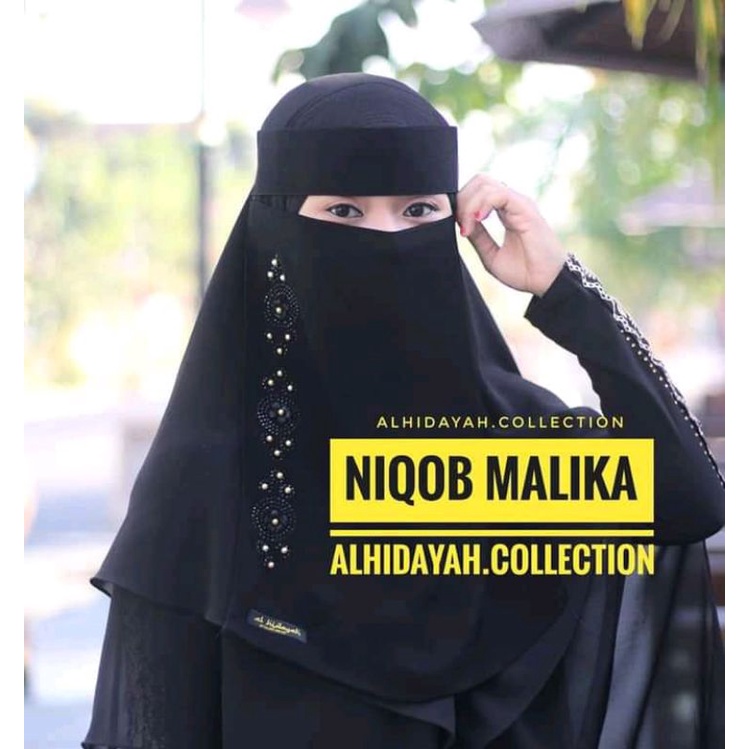 Niqob MALIKA | Matt Opsional (Sifon Silky Baghdad Silky Jettblack) | Niqab Bandana Wolfis Niqob 2 La