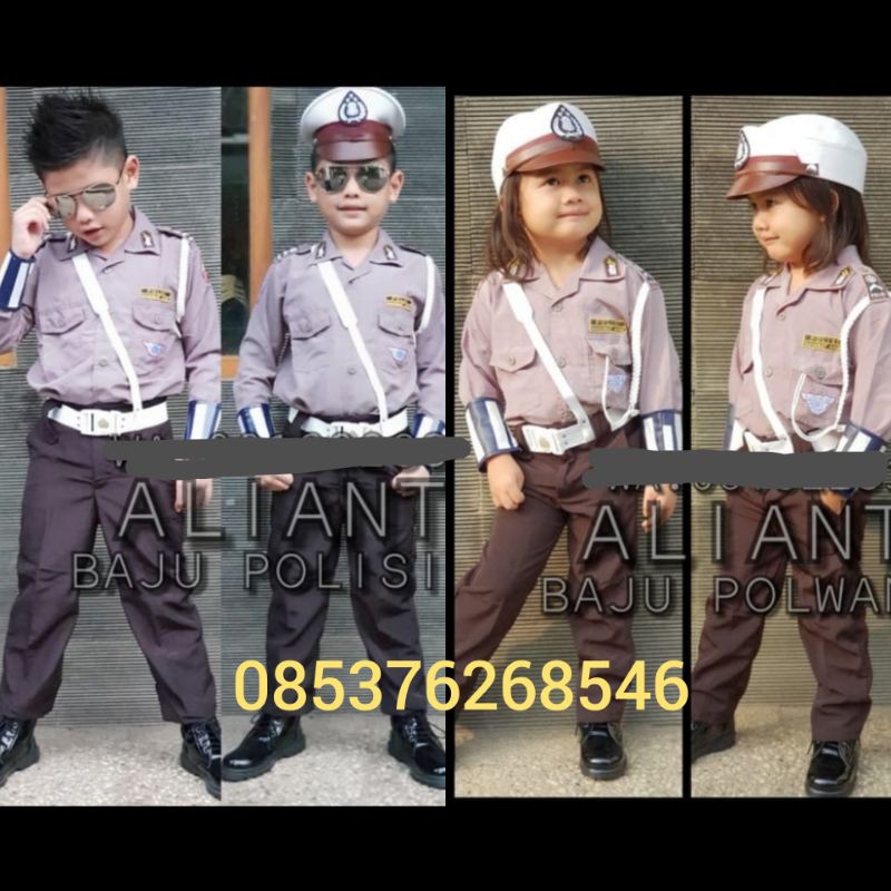 Baju Seragam polisi anak cowok cewek