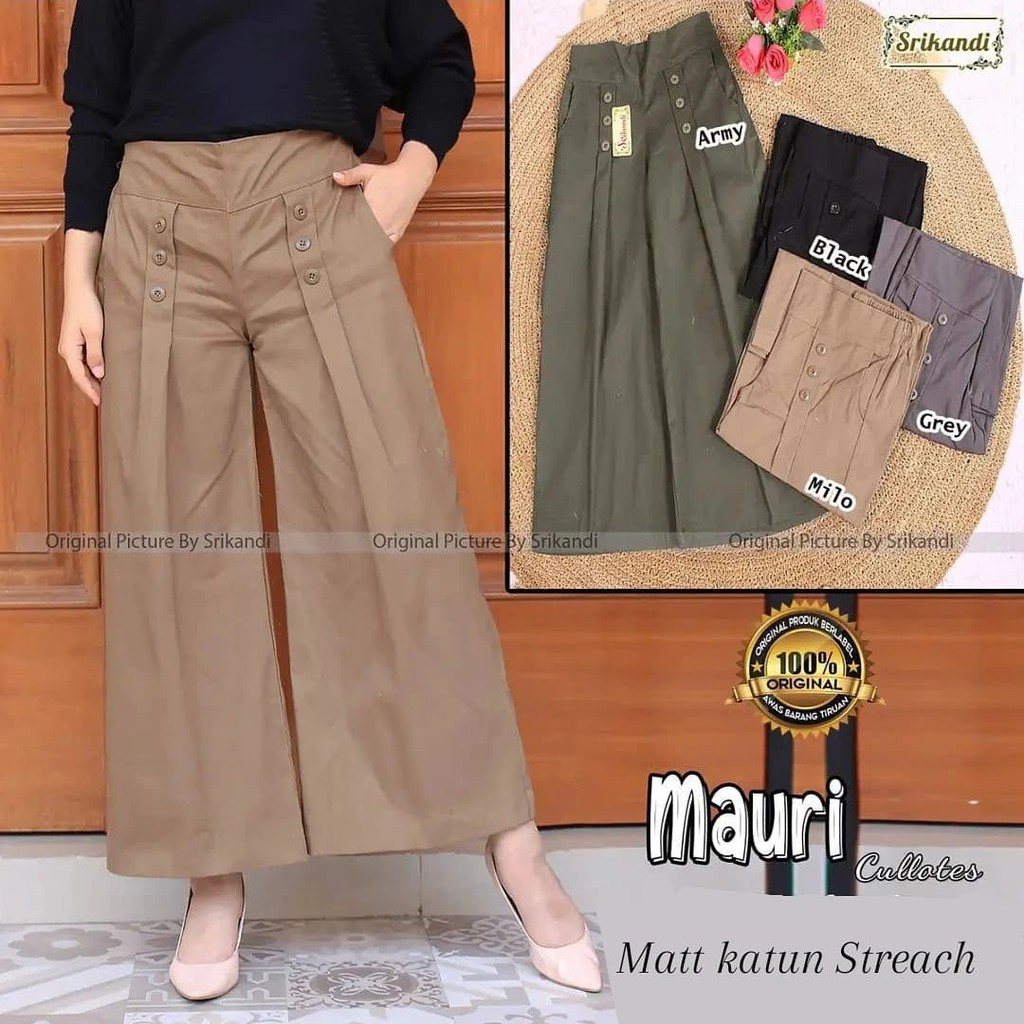 CELANA WANITA MAURI KULOT PANTS BL KATUN STREACH PC 93 CM LP 72 - 100 CM PINGGANG KARET CELANA WANITA KEKINIAN KOREAN STYLE / CELANA KULOT WANITA / PANTS WANITA JUMBO  / CELANA JUMBO WANITA