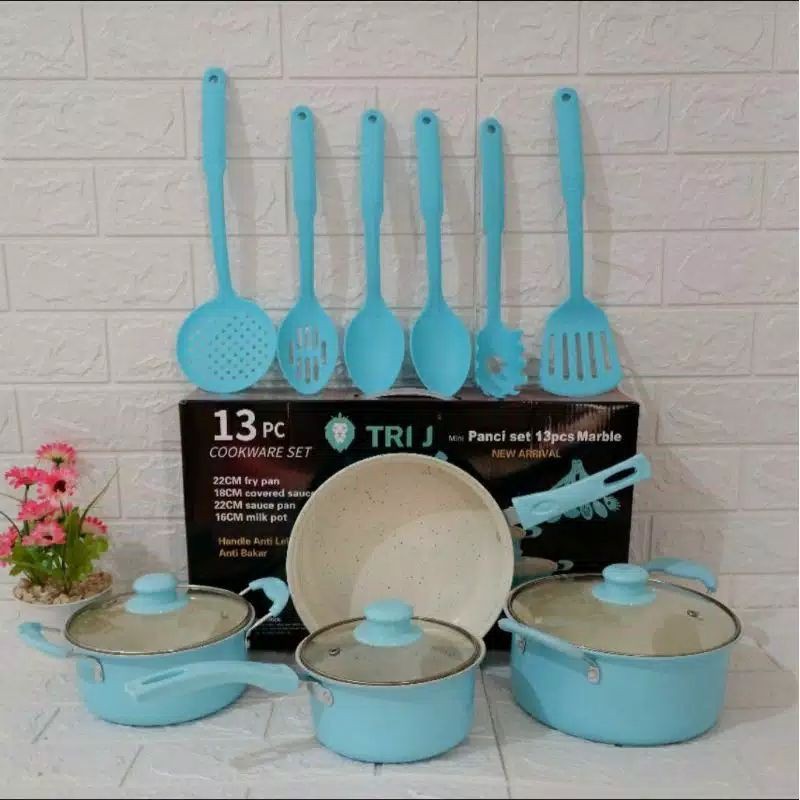 Panci Set 13 Pcs Cookware Set Panci Tri J Marble