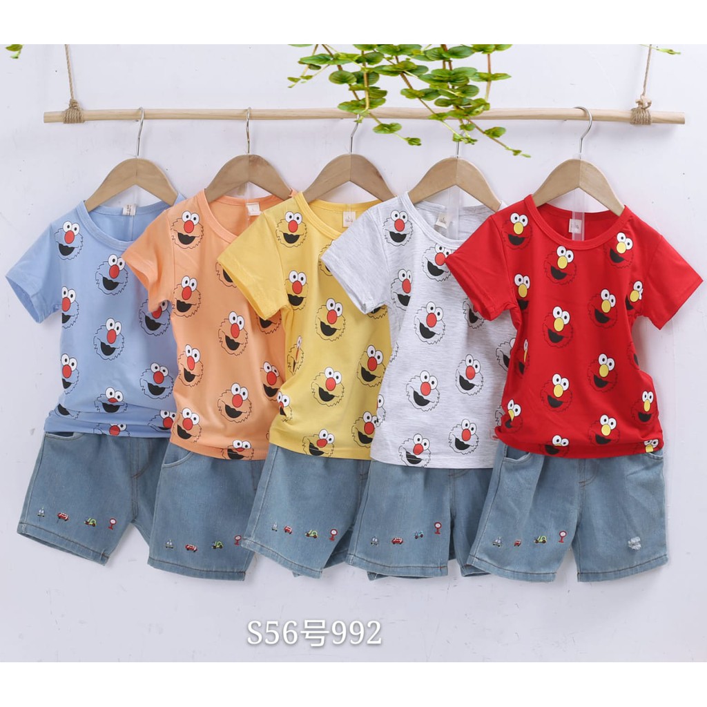 Setelan Anak Cowok Usia 3 Tahun - Baju Kaos Celana Anak Laki-Laki - Import L