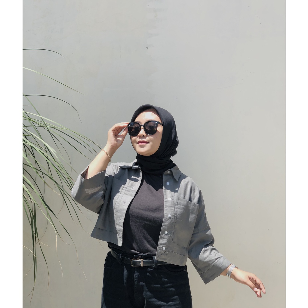 Kemeja Gita Linen Rami Kemeja Crop Linen Basic Shirt Crop