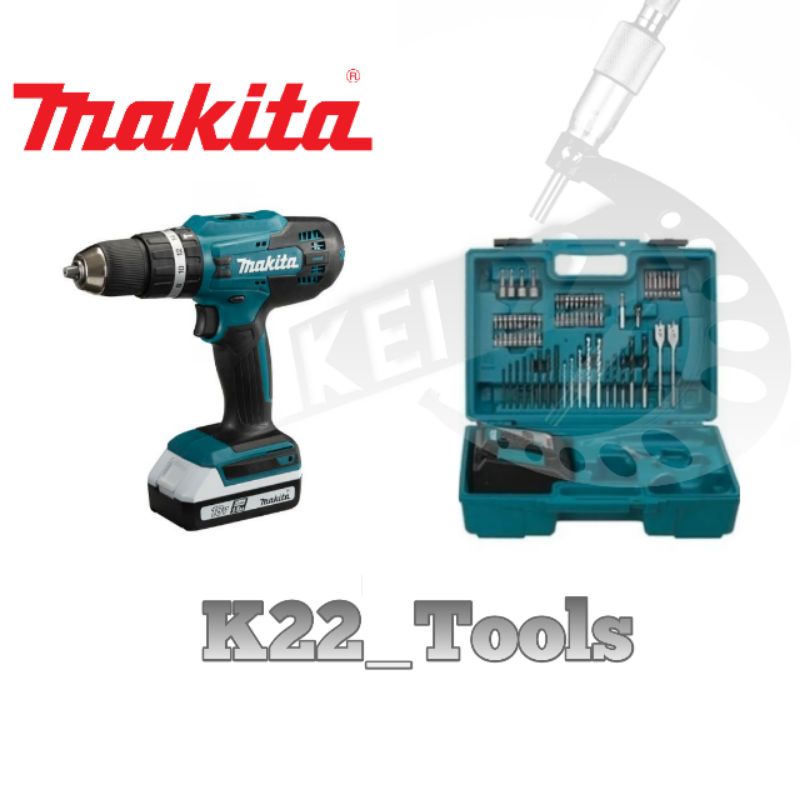 PAKET MESIN BOR BATERAI MAKITA HP 488 DYEX4 PLUS MATA BOR 74 PC / CORDLESS DRILL MAKITA HP 488 DYEX4