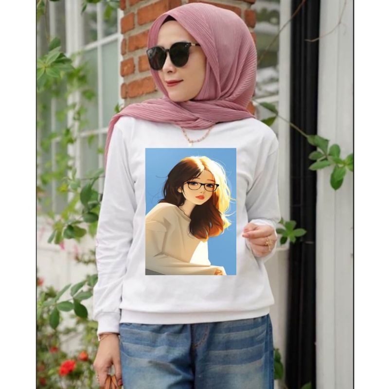 baju lengan panjang wanita unggulan CUTE GIRL kaos disteo keren