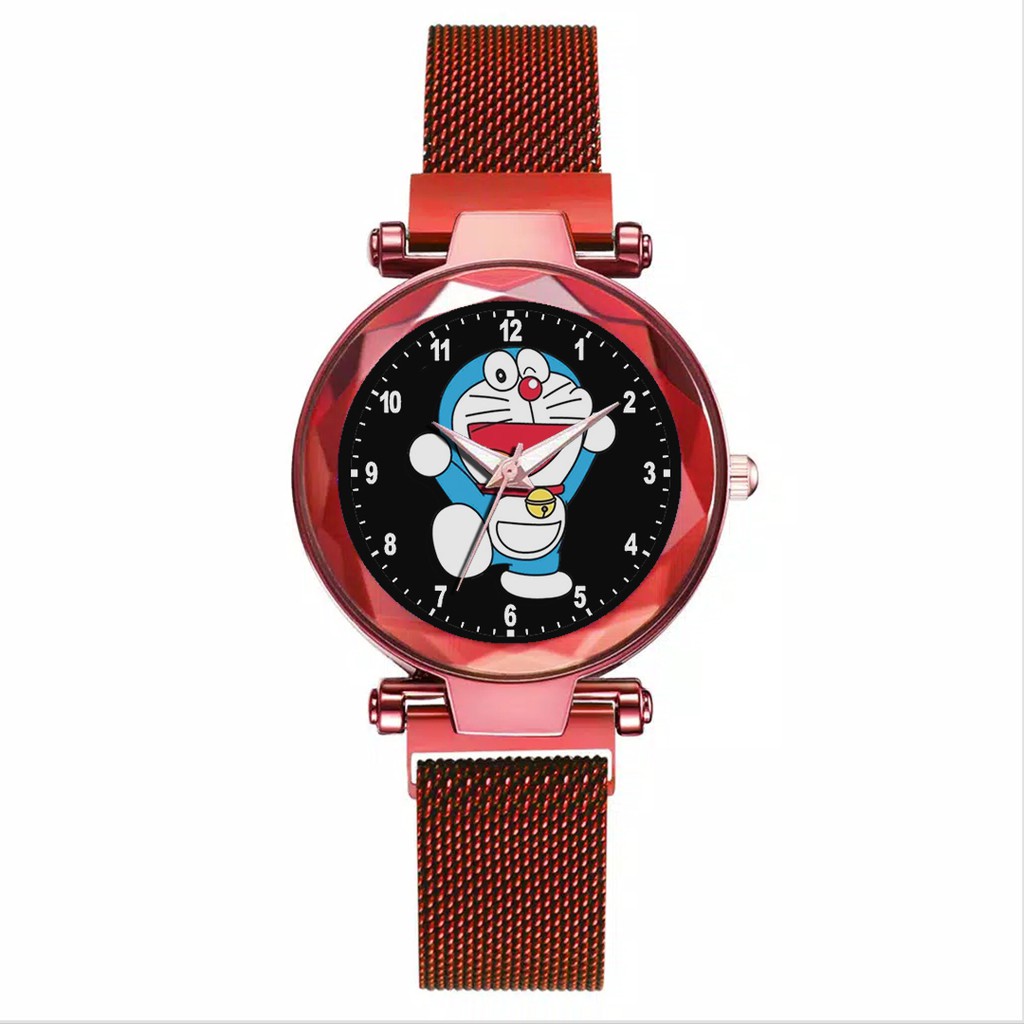 Jam Tangan Wanita Custom - DORAEMON MOTIF 3 Free Box &amp; Batre Cadangan