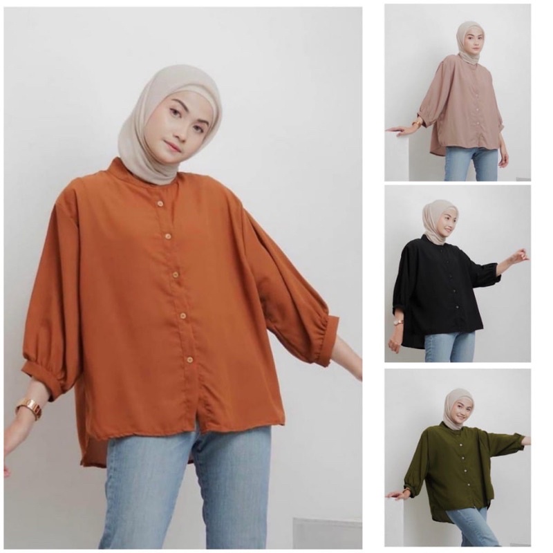 KEMEJA OVERSIZE JUMBO KATUN RAYON KEMEJA OVERSIZE BASIC KEMEJA KANTOR WANITA