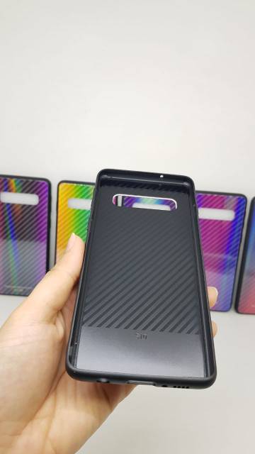 Glass Case Samsung S10 6.1 inchi UME Pattern Samsung G973 Hardcase Rainbow Glass Case