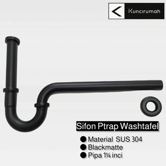 Sifon leher angsa wastafel stainless 304 hitam