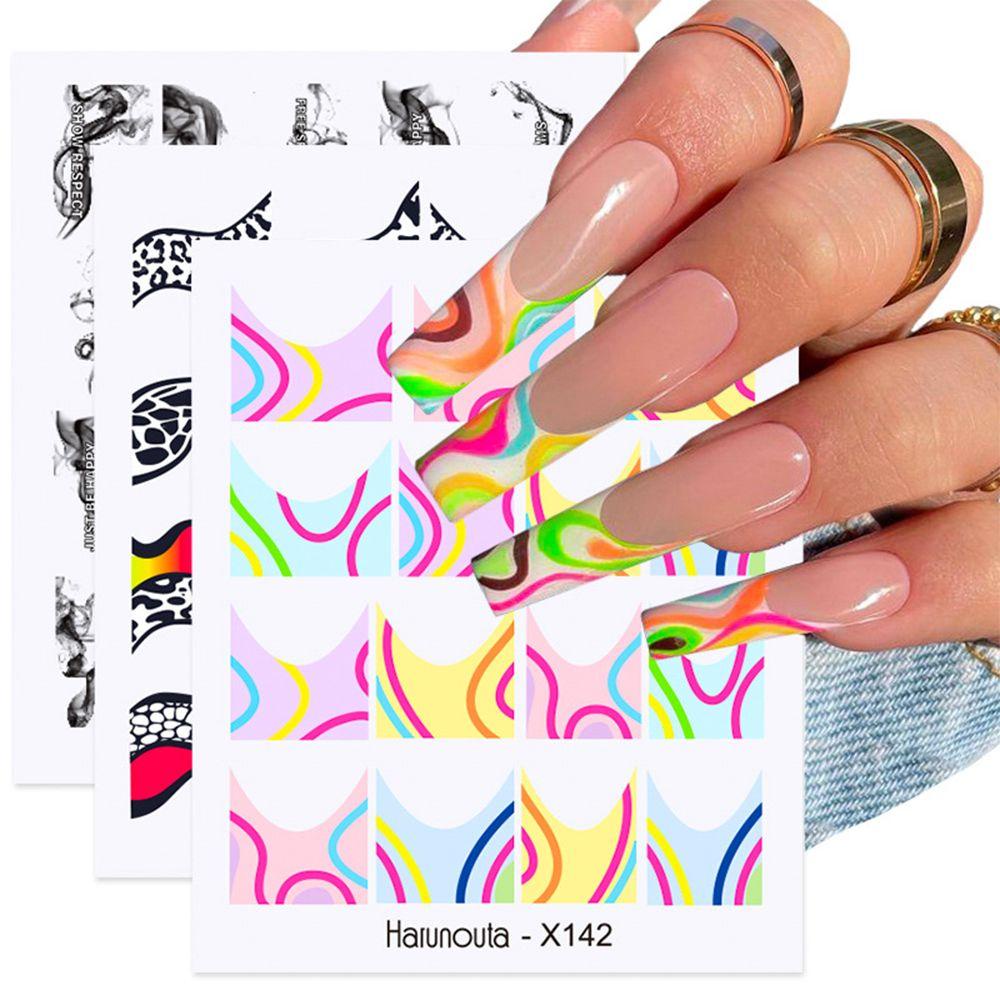 AUGUSTINA Agustina Self-adhesive Nail Decals Bunga Daun Musim Semi DIY Nail Art Dekorasi Hijau Mereka Kuku Slider Manicuring Stiker