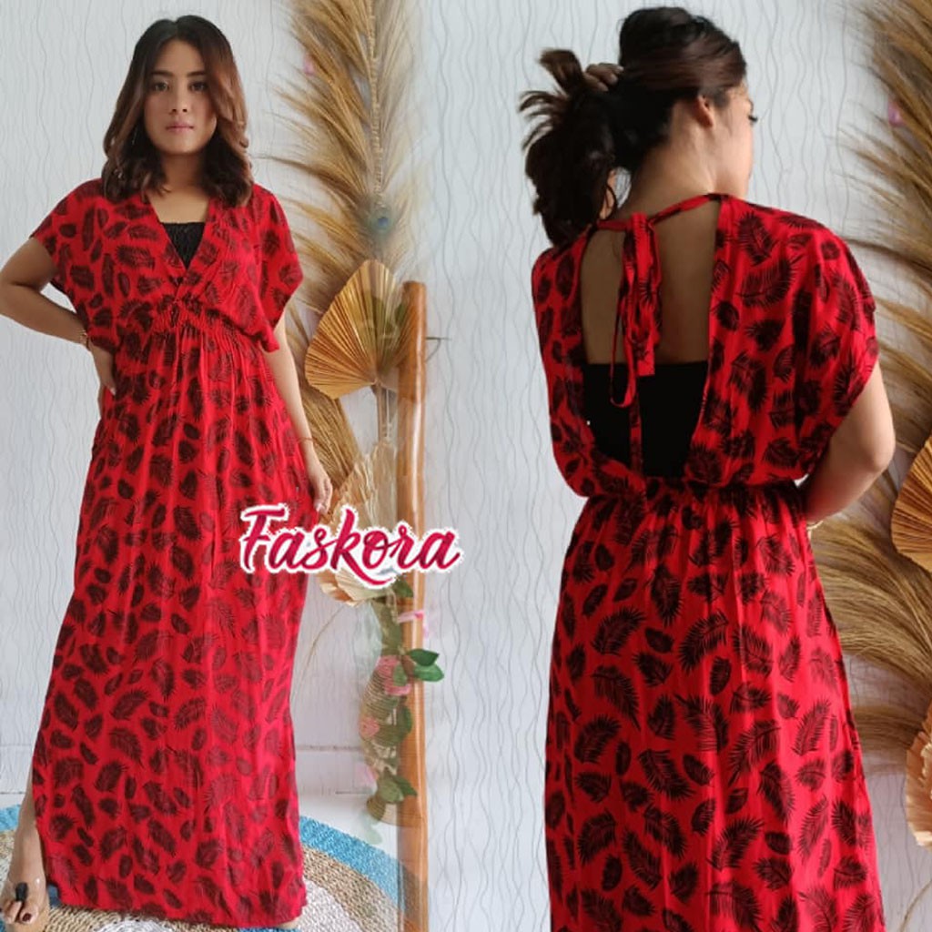 Maxi Dress Jumbo Ld 120 / Dress Panjang Wanita Casual Dress Laura / Dress Lengan Pendek Wanita Jumbo