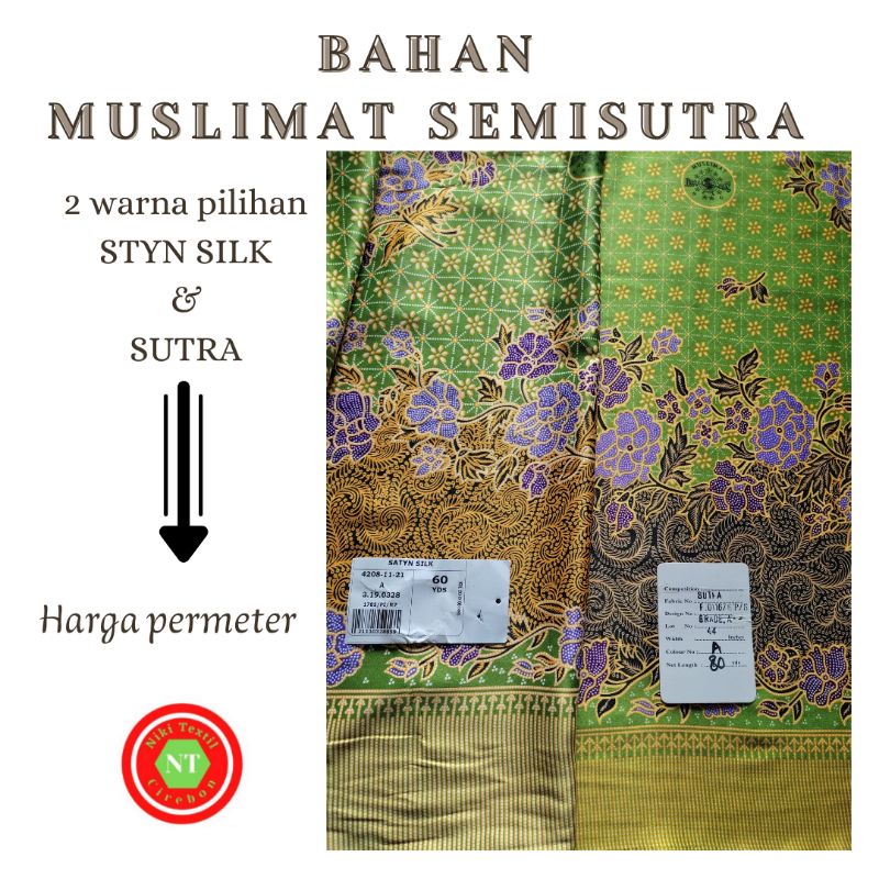 Kain Batik seragam Muslimat nu hijau muda semisutra dan satyn silk