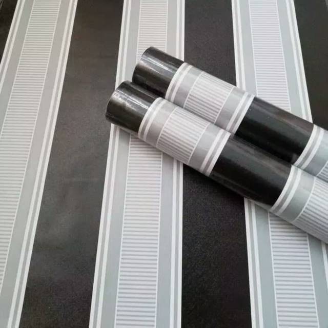 WALLPAPER 10 METER | MOTIF GARIS LAPIS HITAM