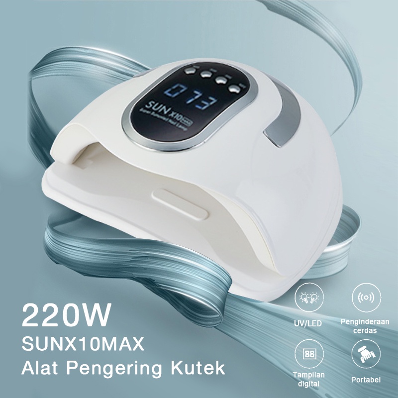 SUN X10 Max 220W 45LEDs Dalam Full Hitam Lampu Pengering Kutek Gel Led UV Nail Lamp Alat Pengering Kutek Gel