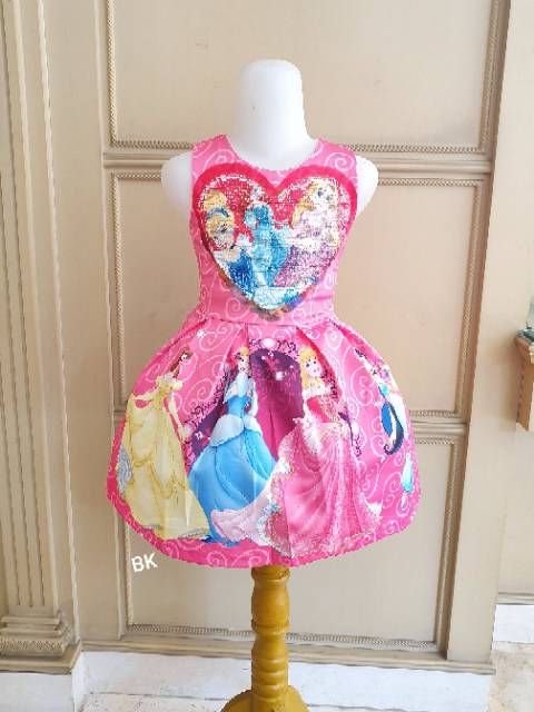 REVERSE SEQUIN PRINCESS ETNIC / DRESS SEQUIN USAP MOTIF PRINCESS JASMINE ALLADIN RAPUNZEL AURORA