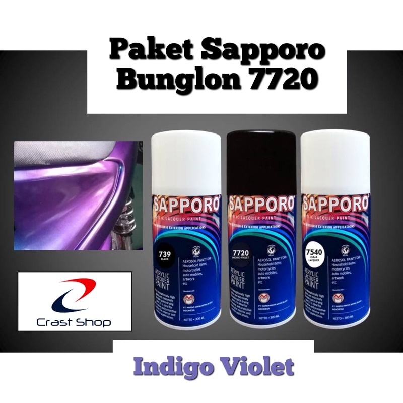 Paket Cat Semprot Sapporo Bunglon Indigo Violet 7720 / Pilok / Pylox