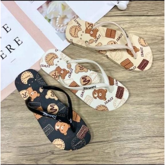 sandal jepit cewe dewasa motif bears