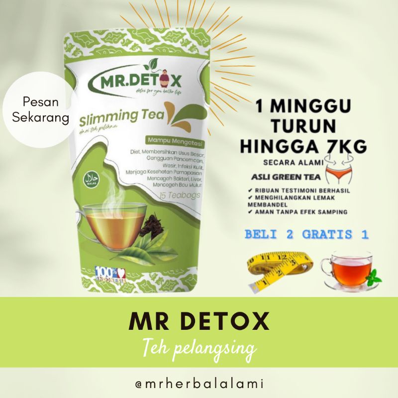 Mr Detox Teh Pelangsing Badan Obat Diet Herbal Slimming tea 15 Teabags