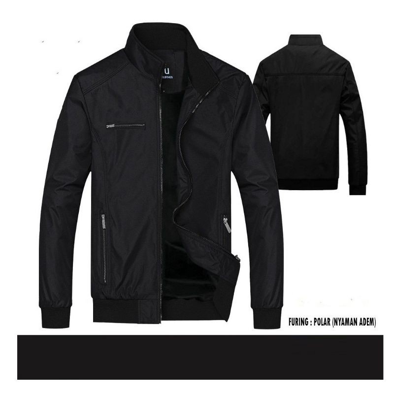 JAKET PRIA WP (GARUDA POLOS) - HITAM
