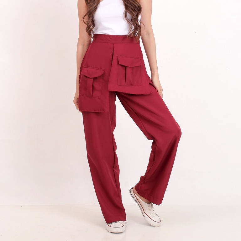 BEFAST - ZRX OOTD Wanita Celana Pocket HANSA / Bess Palazo Pocket Pants / Celana Panjang Fancy Fashion Korea / Celana Kulot Kekinian Remaja Trendy / Celana Unik / Kulot Panjang Casual / Outfit Remaja Hangout / Terbaru 2022 / Celana Panjang Kulot Kantong