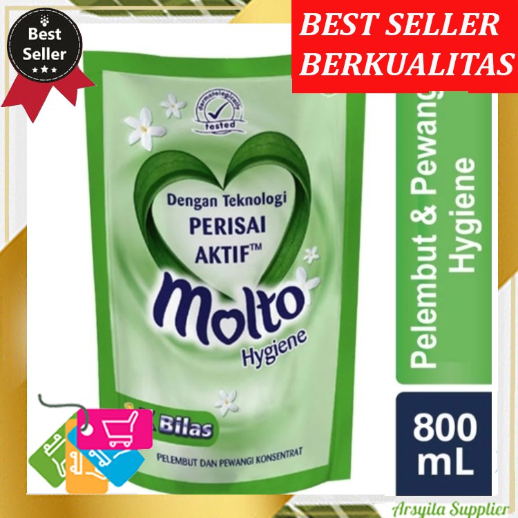 Molto Softener 800ml Hygiene-Anti Bakteri (Pelembut & Pewangi Pakaian)