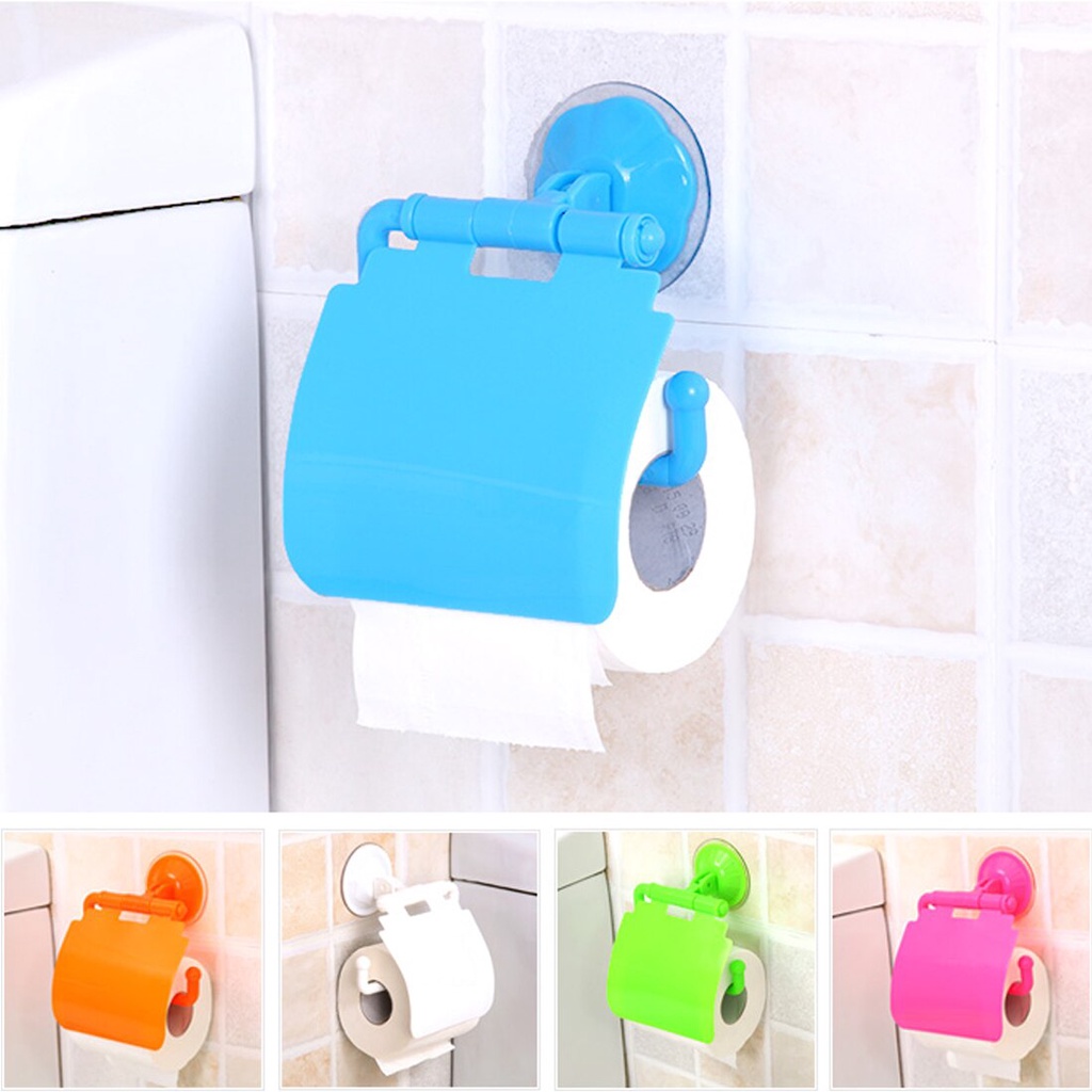 Toilet Roll Holder With Suction Vacum Tanpa Paku Tempat Tissue Gulung