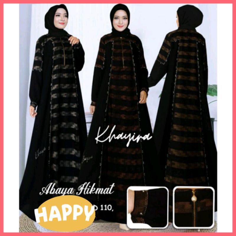 (BISA COD) BAJU PAKAIAN FASHION WANITA CEWE GAMIS DRESS ABAYA HIKMAT TURKEY HITAM JETBLACK VIRAL MOT
