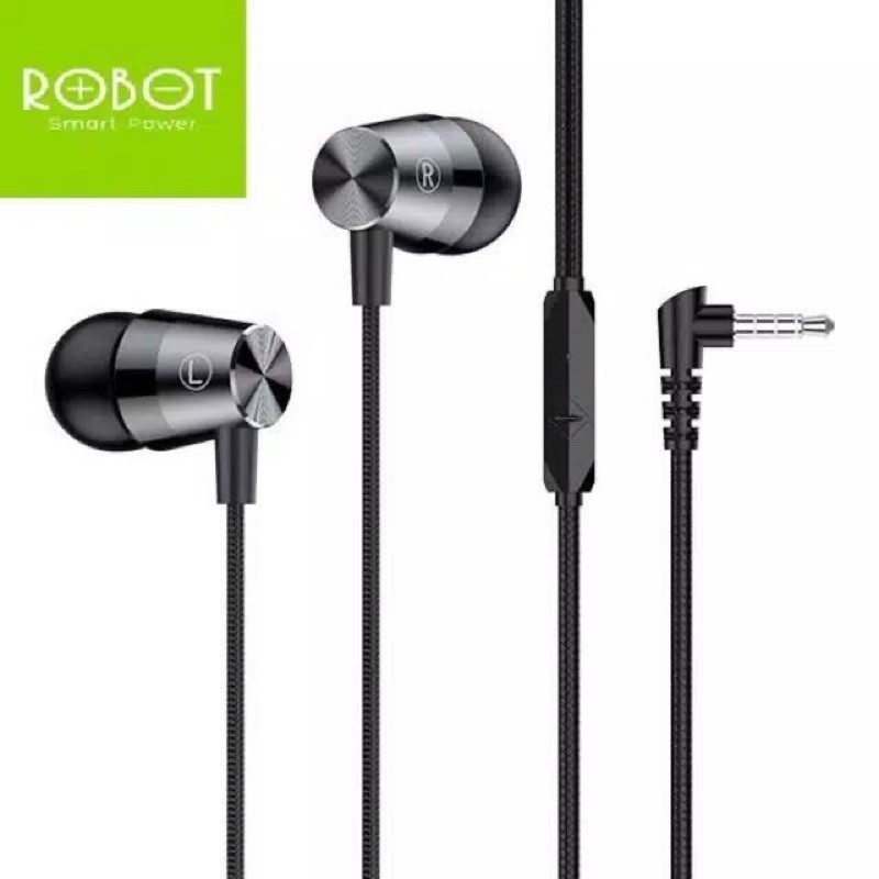 HEADSET NEW Robot RE101 S RE101S Inclined Ear HD Speaker Stereo Earphone Black ORIGINAL