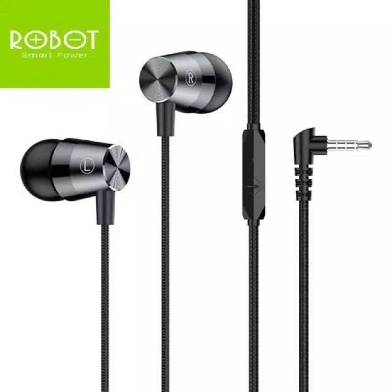 HEADSET NEW Robot RE101 S RE101S Inclined Ear HD Speaker Stereo Earphone Black ORIGINAL