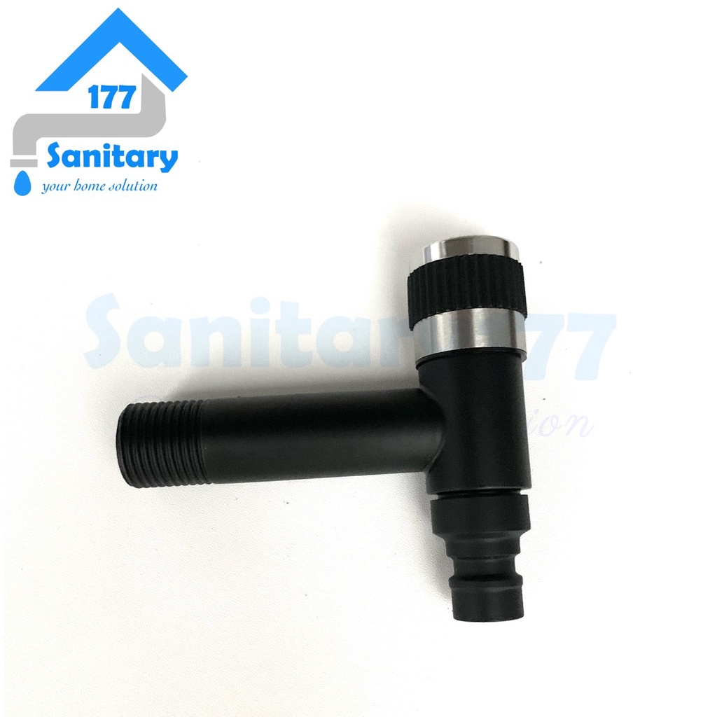 Kran TEMBOK Stainless 304 Minimalis HITAM 501B- Keran air stenlis faucet wall bathroom mini wudhu selang mesin cuci  black stenlis keran air taman /T53