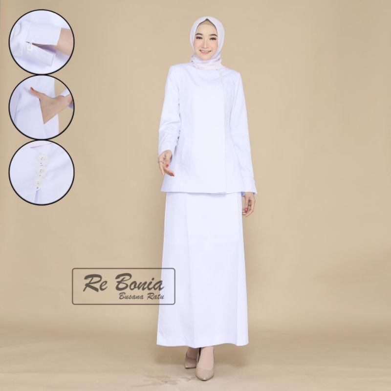 Baju Perawat Putih Lengan Panjang Rok A Seragam Putih Perawat Bidan Rok A Baju Perawat Pria Lengan Panjang Blazer Perawat Bidan Seragam Dinas Putih Wanita Baju Seragam Putih - Putih Stelan Perawat Putih  Seragam Putih Rok A